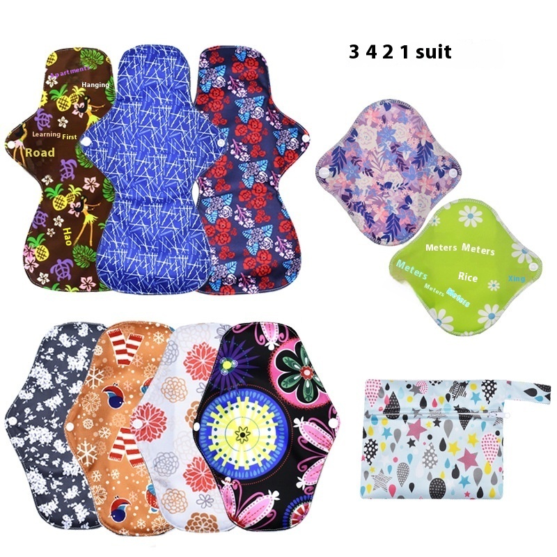 Bamboo Charcoal Sanitary Napk,Bamboo Fiber Maternity Daily Pads,Night Use Washable Sanitary Pads Set