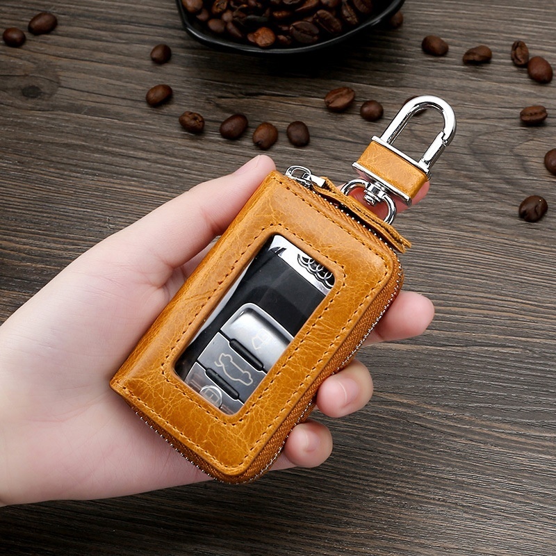 Spring Top Layer Cowhide Car Key Bag Genuine Leather European And American Retro Motor Vehicle Key Bag
