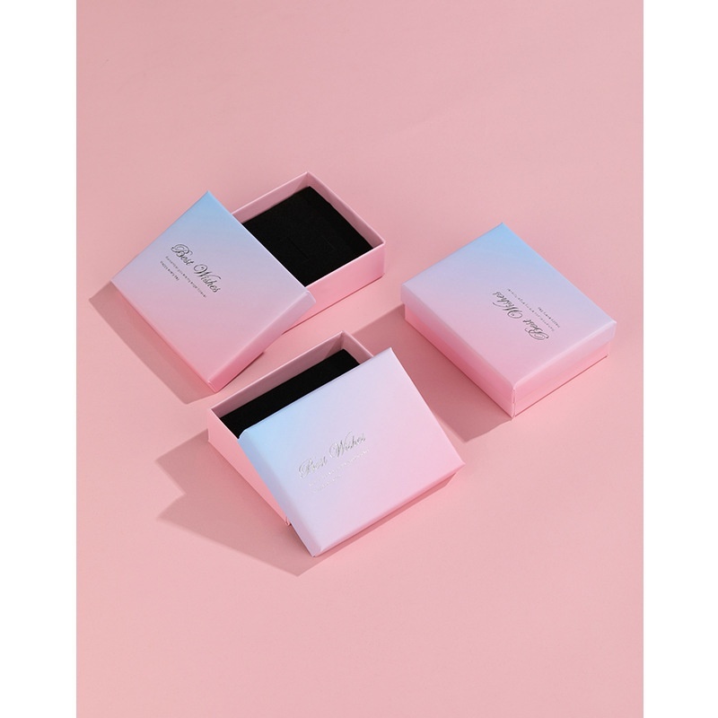 Simple Pink Jewelry Box Storage Packaging Paper Box Ring Earring Pendant Necklace Bracelet Gift Box