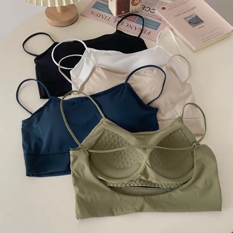 Korean Ice Silk Beautiful Back Tube Top Anti-exposure Wrapped Chest Camisole Bra Girl Non-slip Underwear Fixed Cup Bra