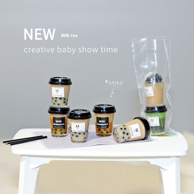 Miniature Beverage Food And Play Scene Ob11 Doll House Kitchen Accessories Mini Latte Pearl Milk Tea Model I308