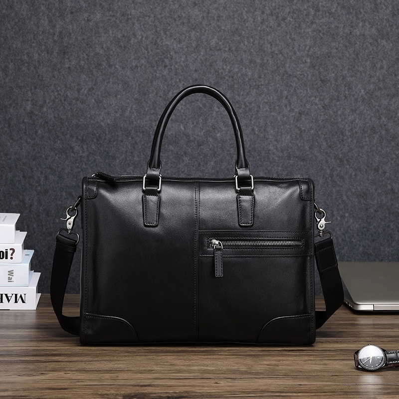 Men's Bag Genuine Leather Men's Handbag Horizontal Laptop Bag First Layer Cowhide Business Briefcase One Piece Drop Shipping