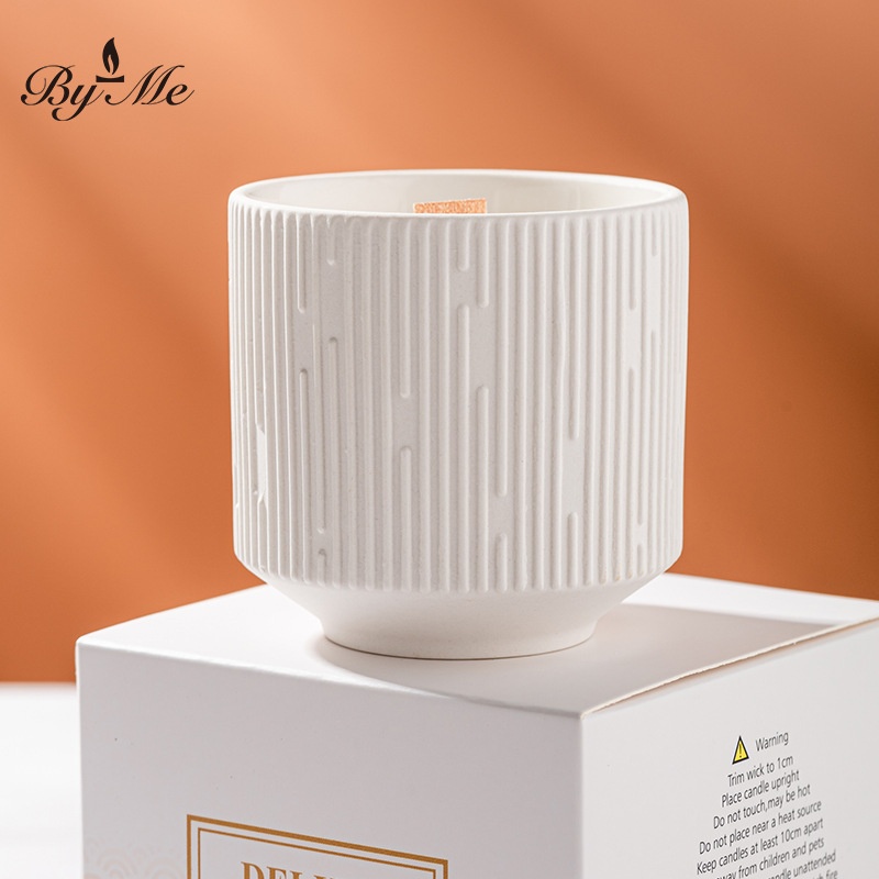 B Y M E Meteor Pattern Ceramic Cup Yihe Osmanthus Aromatherapy Candle Wood Wick Scented Candle Niche High-end Christmas Gift - 2