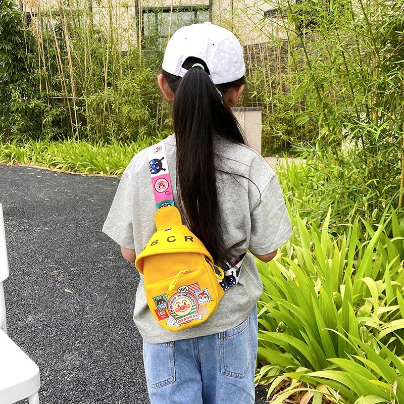 Cartoon Chest Bag Printed Women'sy Internet Celebrity Textured Canvas Bag Korean Version Single Shoulder Crossbody Small Bag