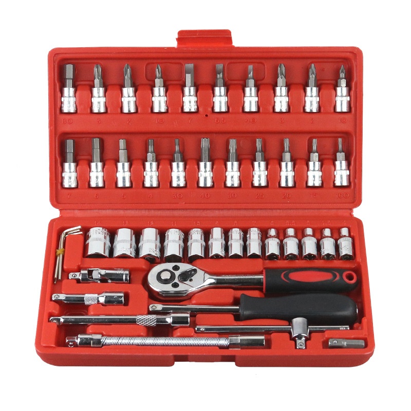 46-piece Socket Combination Tool Household Xiaofei Hand Wrench Set Auto Repair And Maintenance Set Hardware Tool Box