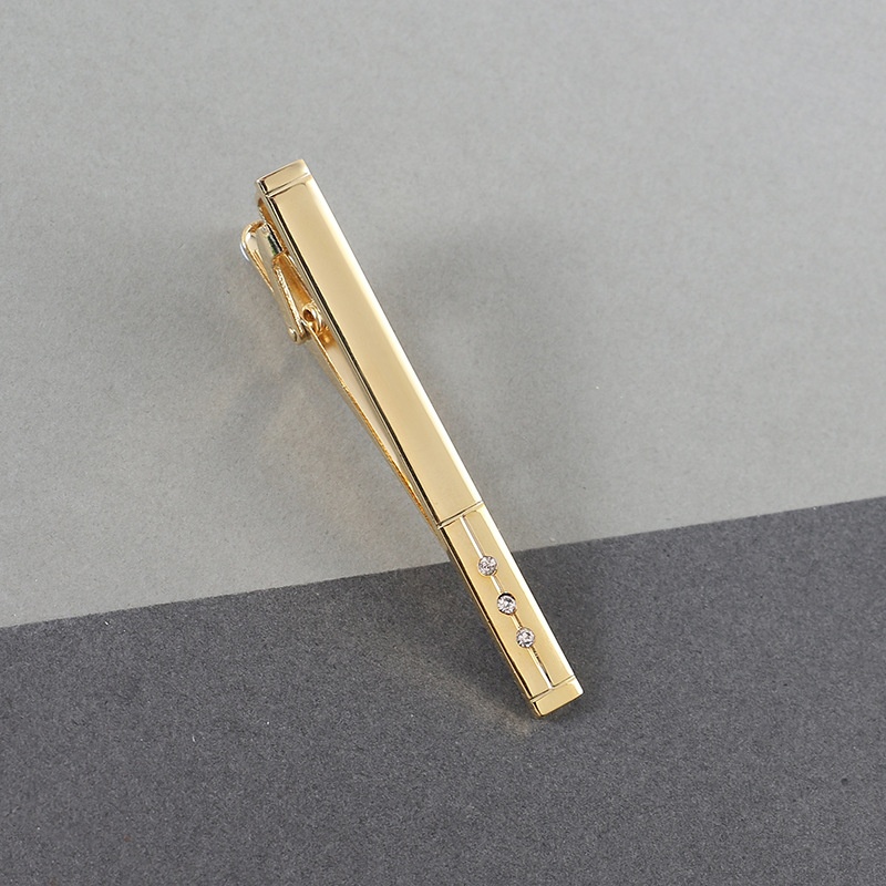 Men's Business Diamond Gold Tie Clip Office Formal Professional Tie Clip