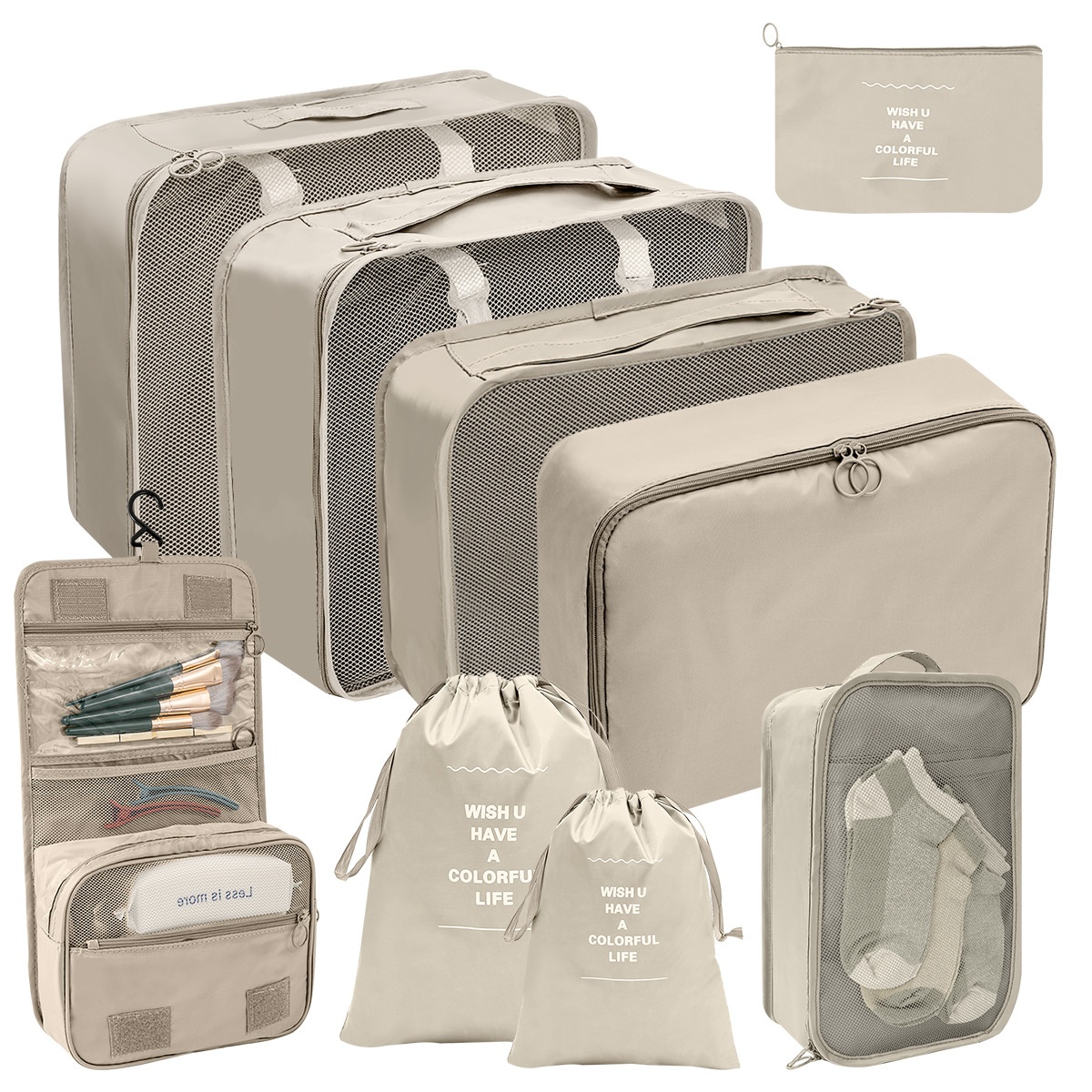 Travel Storage Bag Eight-piece Set Digital Toiletries Cosmetics Packaging Storage Bag Clothes Shoes Luggage Travel Bag