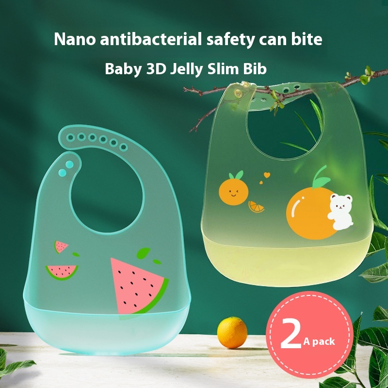 Baby Bib Waterproof Silicone Children's Eating Bib Baby Rice Bib Female Food Supplement Rice Bib Children's Saliva Bib