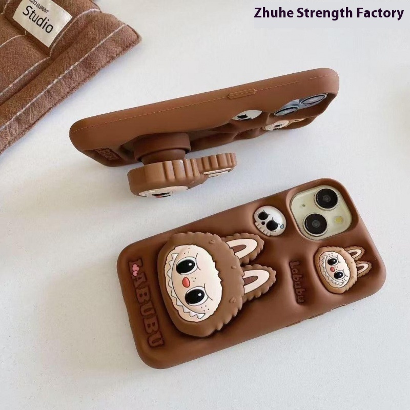 Wife And Child Love Big Head Labubu Apple Phone Case Silicone All-Inclusive Soft Cartoon Case