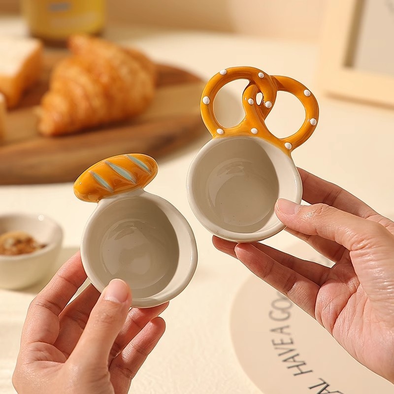 Creative Theme Restaurant Ceramic Saucer, Personalized Saucer, Bread Saucer, Baguette Saucer, Salty Water Alkali Saucer, Home Dipping Saucer