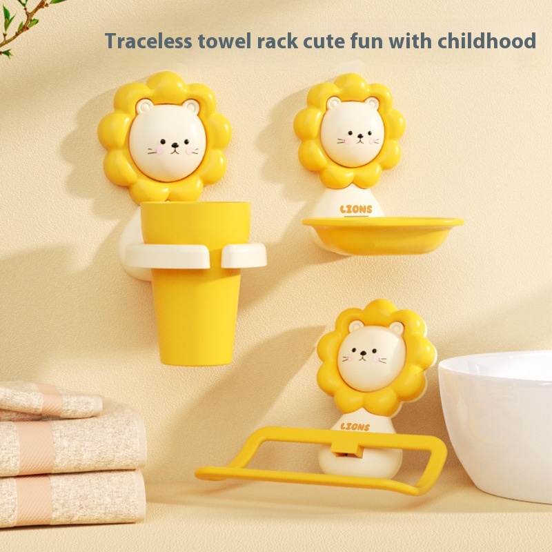 Toothbrush Cup Gargle Cup Children's Cartoon Brush Cup Towel Rack Soap Box Parent-Child Tooth Cup Gargle Cup Bathroom Set