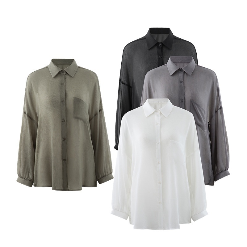 Spring And Summer Chiffon Sun Protection Shirt Women's Korean Style Loose Casual Niche Long Sleeve Sun Protection Cardigan Top