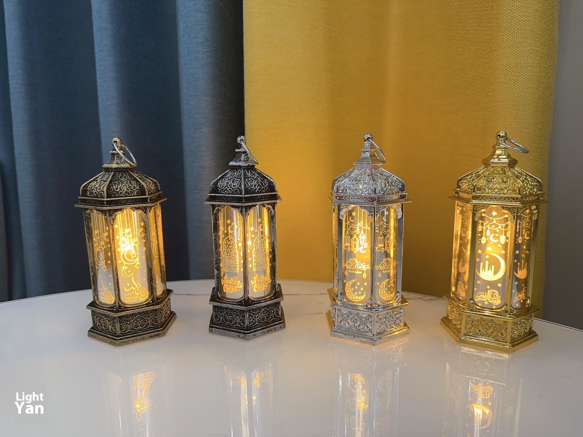 Creative European Moroccan Style LEDWind Lamp Electronic Candle Lamp Candlestick Props Ornaments Small Lantern