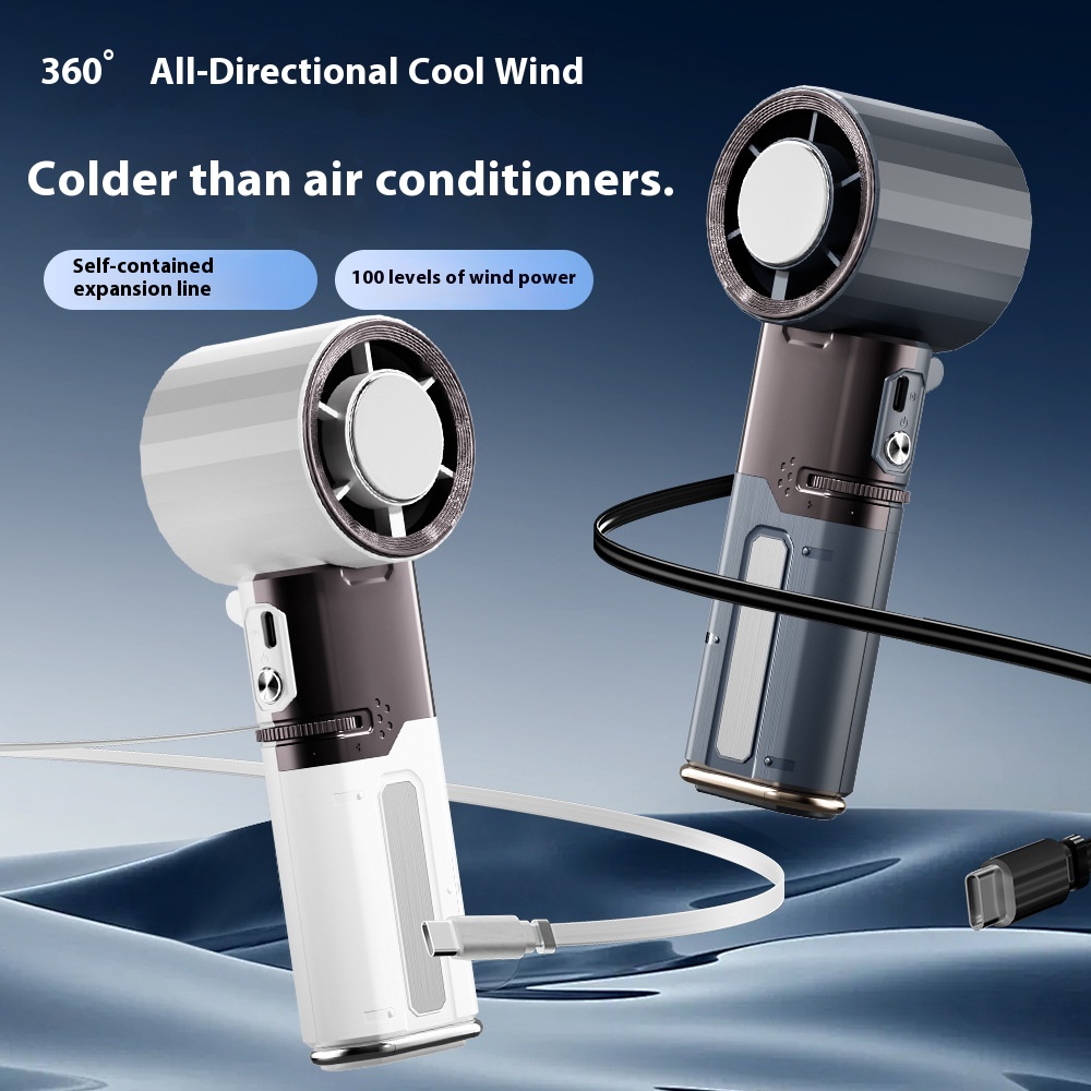 Handheld Fan Product Refrigeration High-Speed Multi-Function Comes With Data Cable Turbine Semiconductor Low Noise And Silent