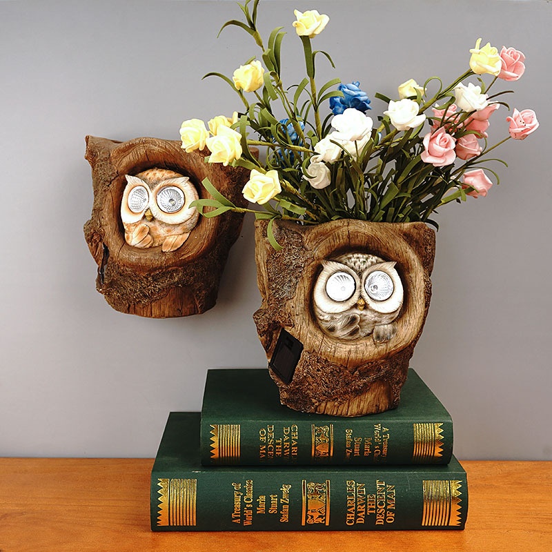 Creative Foreign Trade Simulation Tree Stump Flower Pot Fleshy Flower Pot Hanging Flower Pot Balcony Solar Light Resin Flower Pot