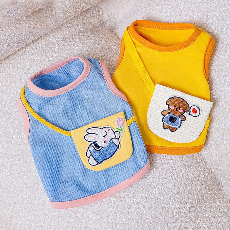 Spring And Summer Dog Slings Cute Animal Shoulder Bag Vest Cat Two-legged Clothes Small And Medium-sized Dog Teddy Pet Clothes