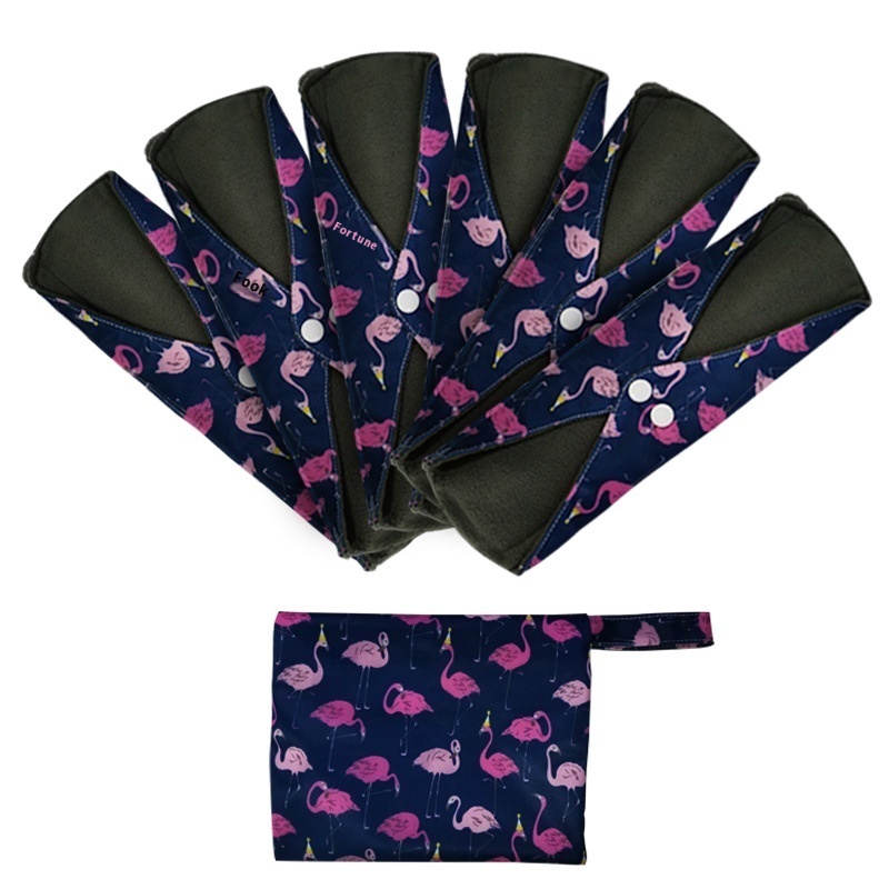 Foreign Trade Hot-selling Bamboo Charcoal Washable Sanitary Napk Reusable Menstrual Sanitary Pads Bamboo Fiber Breathable Aunt Towel