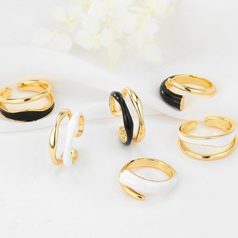 Han Shangna Simple Design Open Ring Ring Glossy Oil Drop Adjustable Ring Couple Ring Gift Accessories