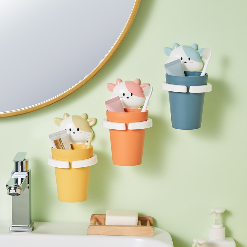 Children's Calf Mouthwash Cup Wash Cup Set Household Toothbrush Cup Punch-free Toothpaste Toothbrush Cup Holder