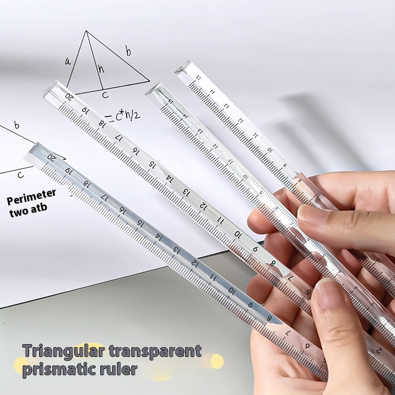 Simple Transparent Three-dimensional Ruler Student Non-printed Style Drawing Measuring Ruler Exam Office Three-dimensional Scale Ruler20cm