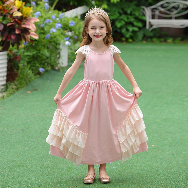 Spring And Summer European And American Foreign Trade Girls Dress Princess Cotton Dance Skirt Children's Cotton Pajamas