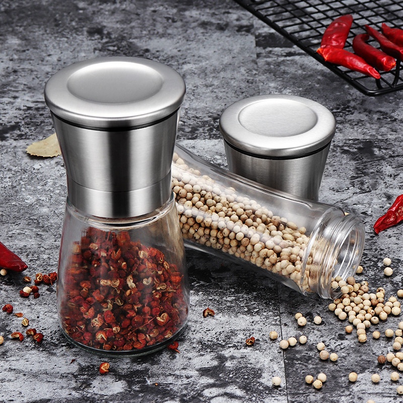 Manual Pepper Grinder Stainless Steel Sea Salt Spice Grinder Household Kitchen Supplies Glass Grinder - 3
