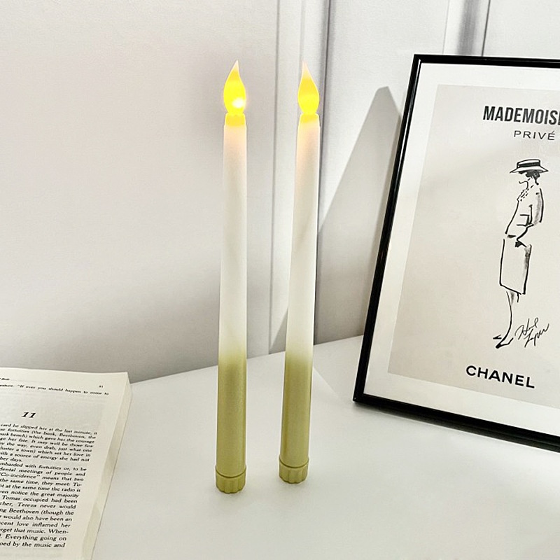 Direct LEDLong Candle Lamp Gradient Color Cardboard Church Electronic Simulation Decorative Candle