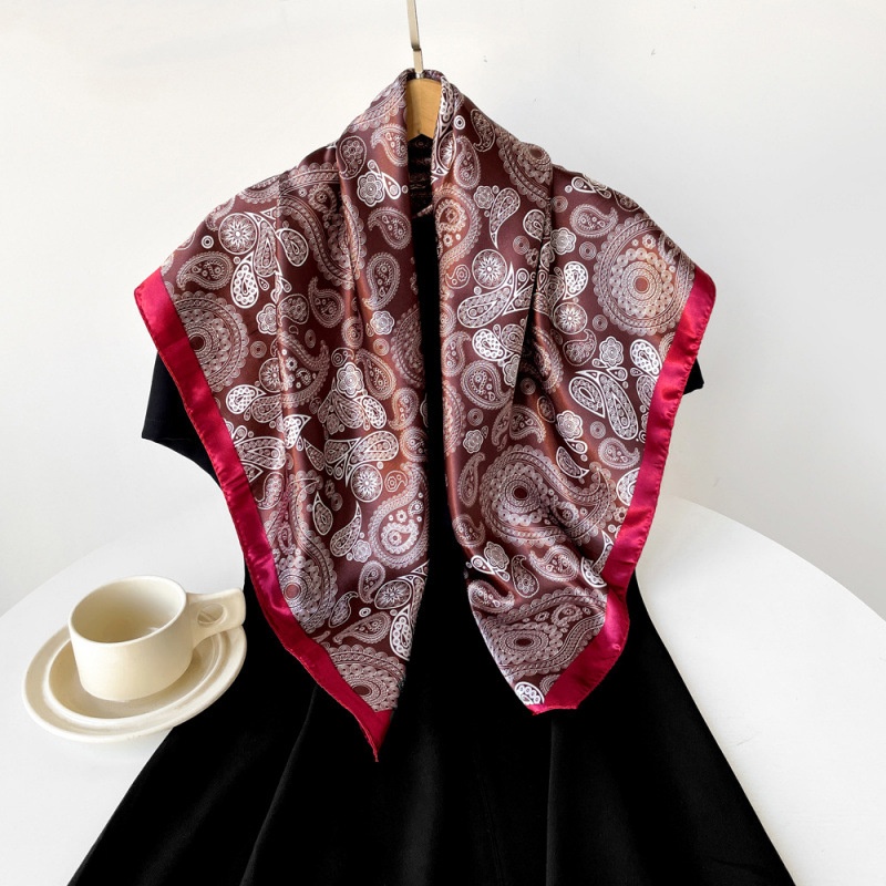 European And American Cashew Printed Headscarf Women's Silk Scarf 90cm Middle East Large Square Scarf Shawl Satin Scarf