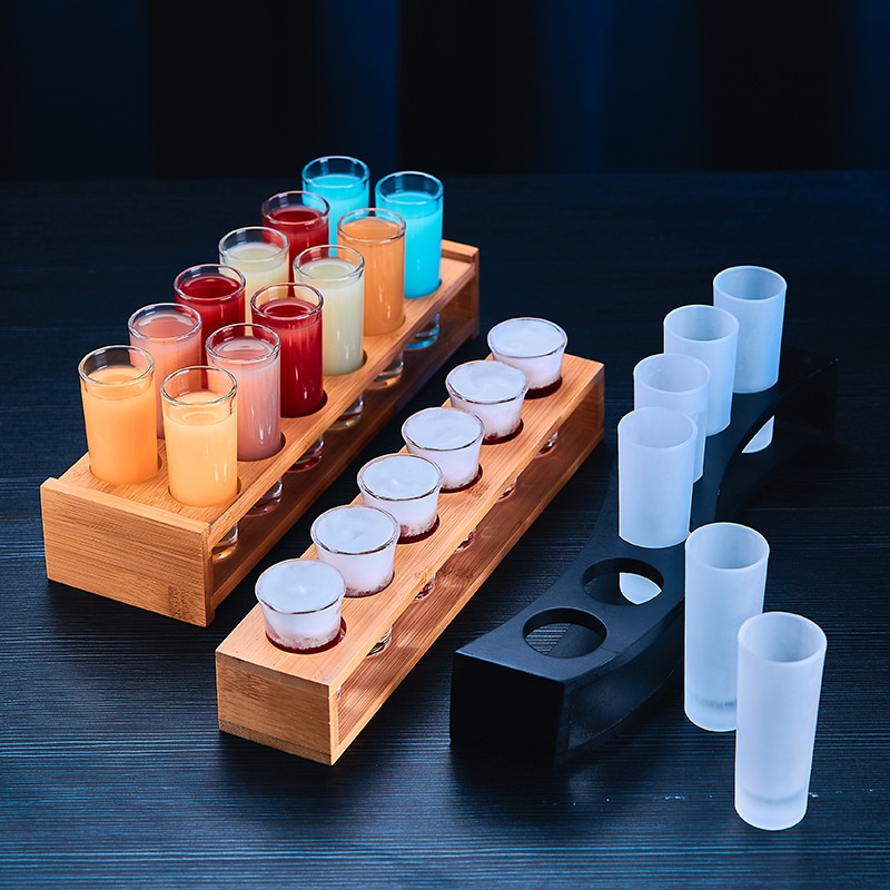 Creative Bar Cocktail Bullet Cup6 Holes12 Holes Shot Bamboo Wood Cup Holder Acrylic Cup Holder