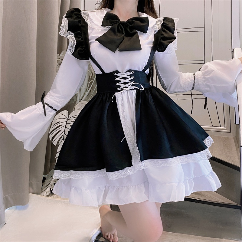 Foreign Trade Japanese Women's Clothing Men's Pink And White Maid Skirt Party Cute Soft Girl Lolita Skirt Anime C O S Suit