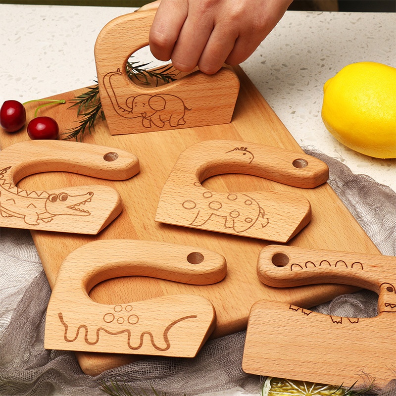 Wooden Children Fruit Knife Children Kitchen Tools Wooden Knife Cut Vegetables Kitchen Toys Fruit