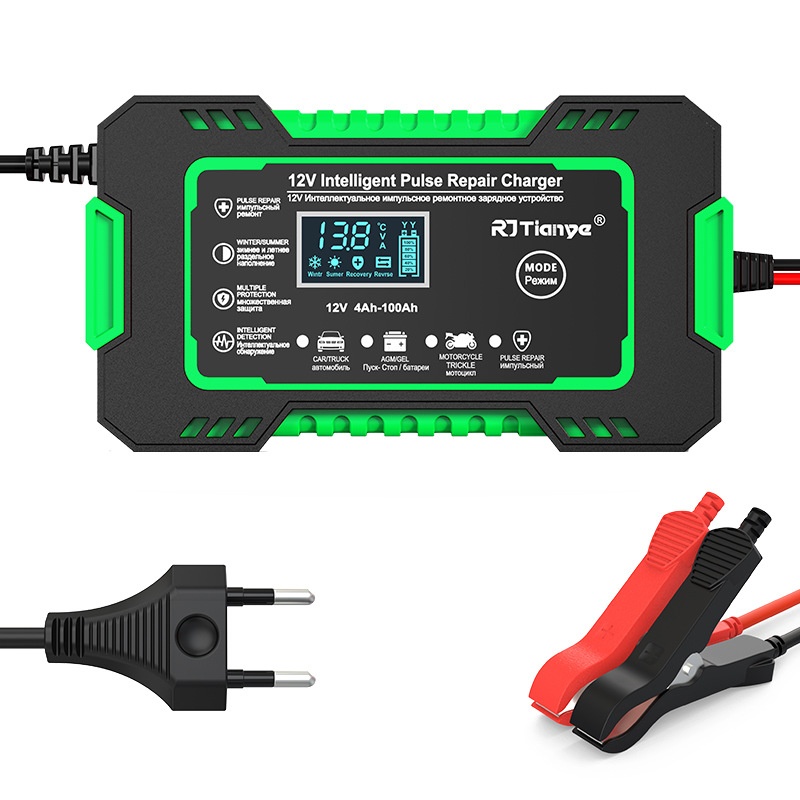 12 V6 AMotorcycle SUVCar Battery Charger Pulse Repair Charger With LCDScreen