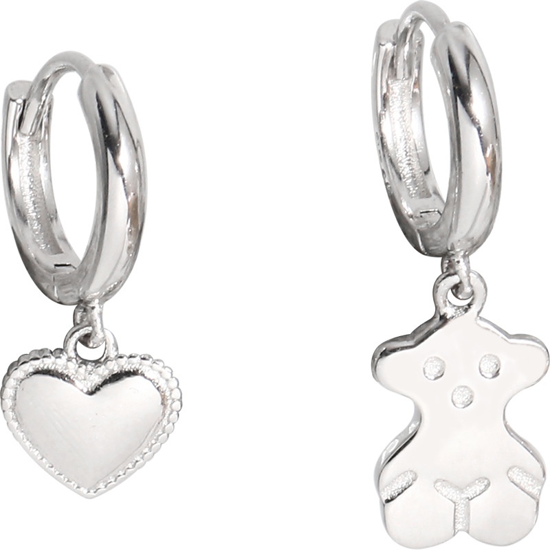 S925 Silver Needle Love Asymmetric Ear Buckle Design Personality Temperament Niche Earrings Summer Female Earrings Y Female