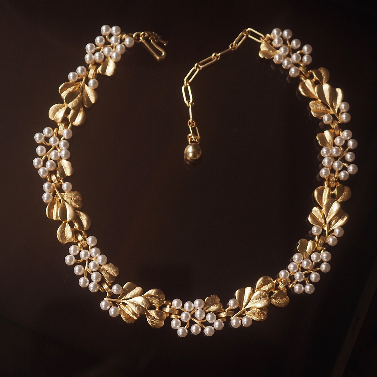 Ginkgo Pearl Niche Flowers Vintage Qingdao Hailin Cuifali Trifai Mid-ancient Vintage Necklace