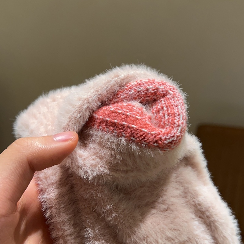 Imitation Rabbit Fur Plush Gloves Women's Winter Plus Velvet Cycling To Keep Warm And Cute Split Fingers To Prevent Cold Students - 4