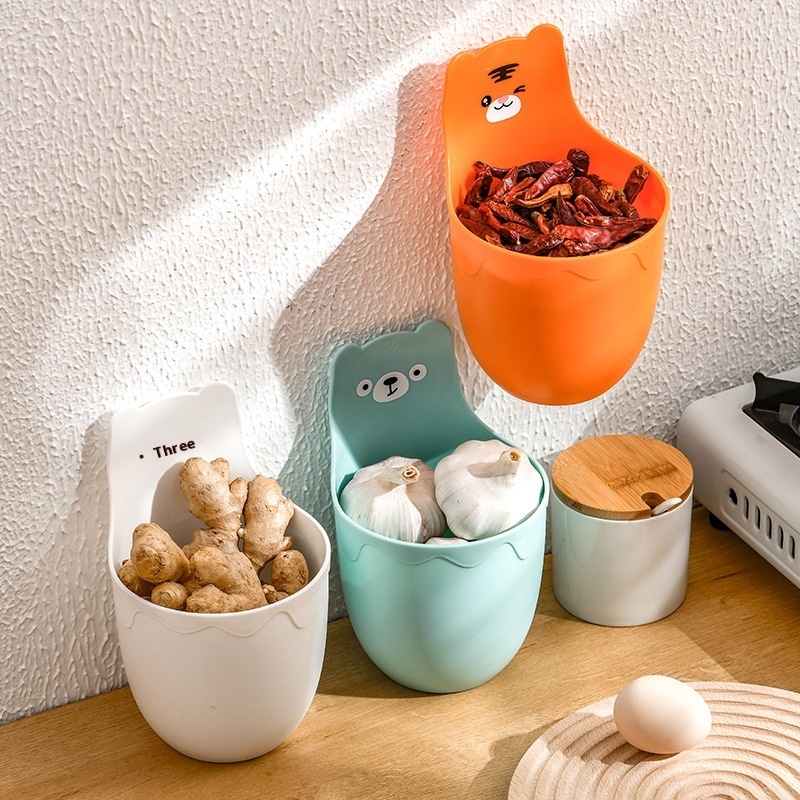 Wall-mounted Cartoon Storage Bucket Desktop Storage Basket Kitchen And Bathroom Countertop Storage Basket Desk Storage Cup Multifunctional