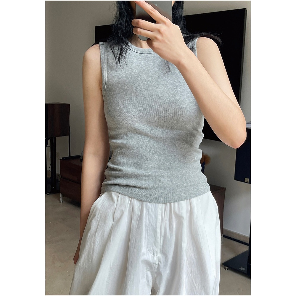 Spring Korean Style Simple Skin-friendly Vest Slimming Basic Style Sleeveless I-shaped Top For Women