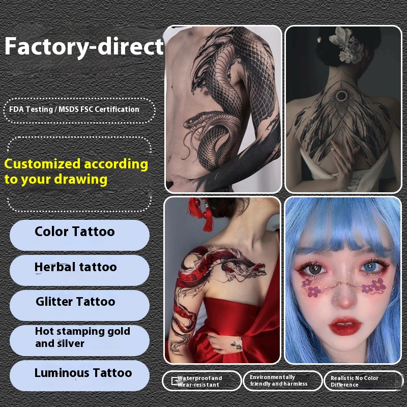 To Map Custom Tattoo Stickers DIY Custom Waterproof Wear-resistant Herbal Color Juice Bronzing Luminous Tattoo Stickers