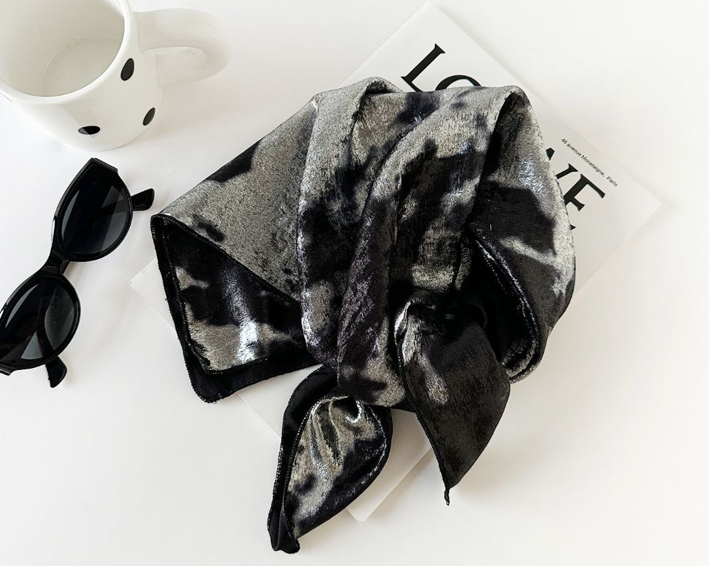 Liquid Silver Hot Girl Silk Scarf Head Wrap