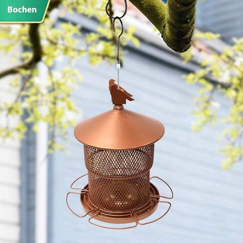 Garden Iron Outdoor Bird Feeder Double-layer Telescopic Hanging Automatic Metal Bird Feeder