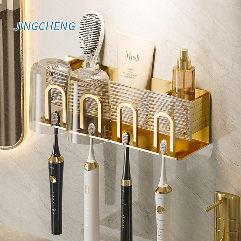 Toothbrush Holder One Piece Drop Shipping Space Aluminum Toothbrush Holder Wall Mounted Punch-free Toothbrush Storage Rack Cup Holder Toothbrush Cup Holder