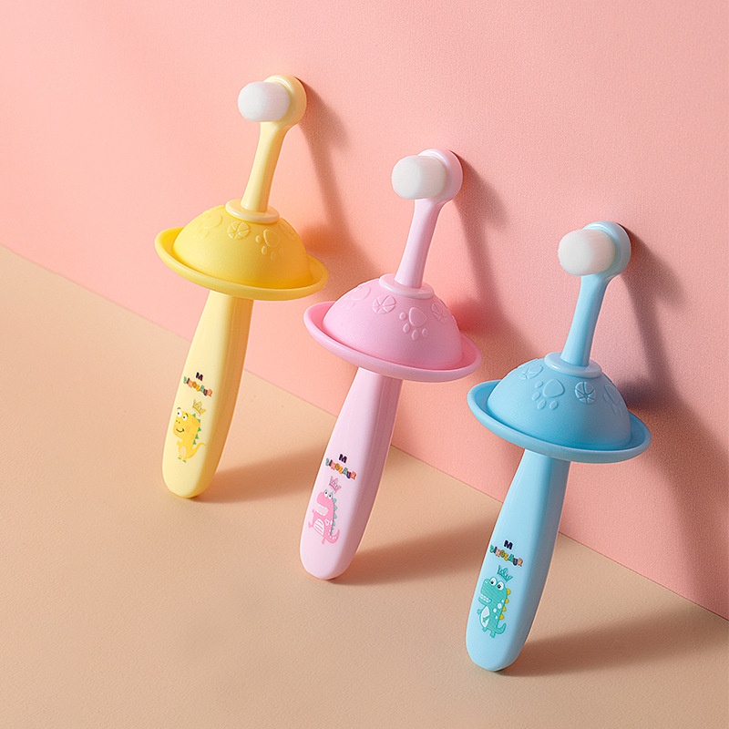 Children's Round Head Cloud Soft Hair Toothbrush Single Pack1-3 Years Old Cute Silicone Baffle Toddler Toothbrush