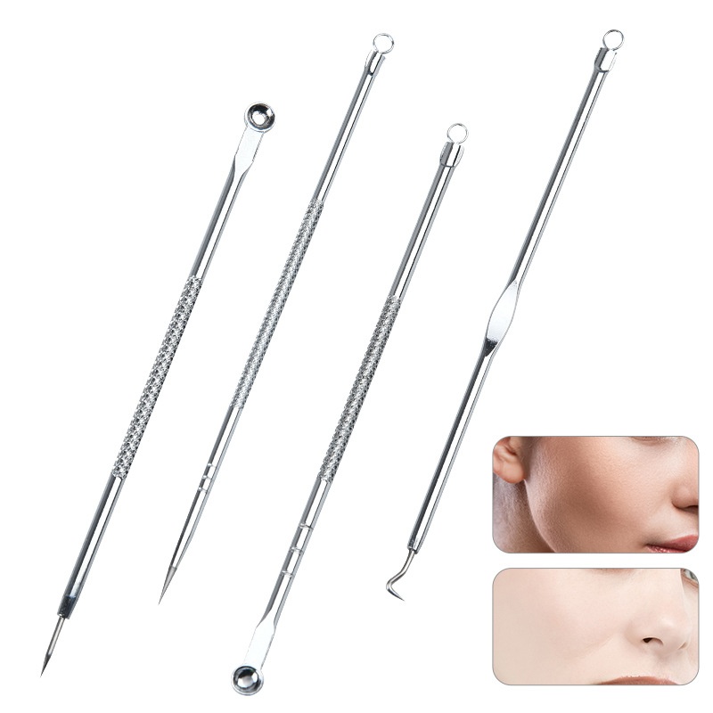 Double-headed Acne Needle Four-piece Set Acne Needle Facial Beauty Tool Stainless Steel Beauty Needle Set