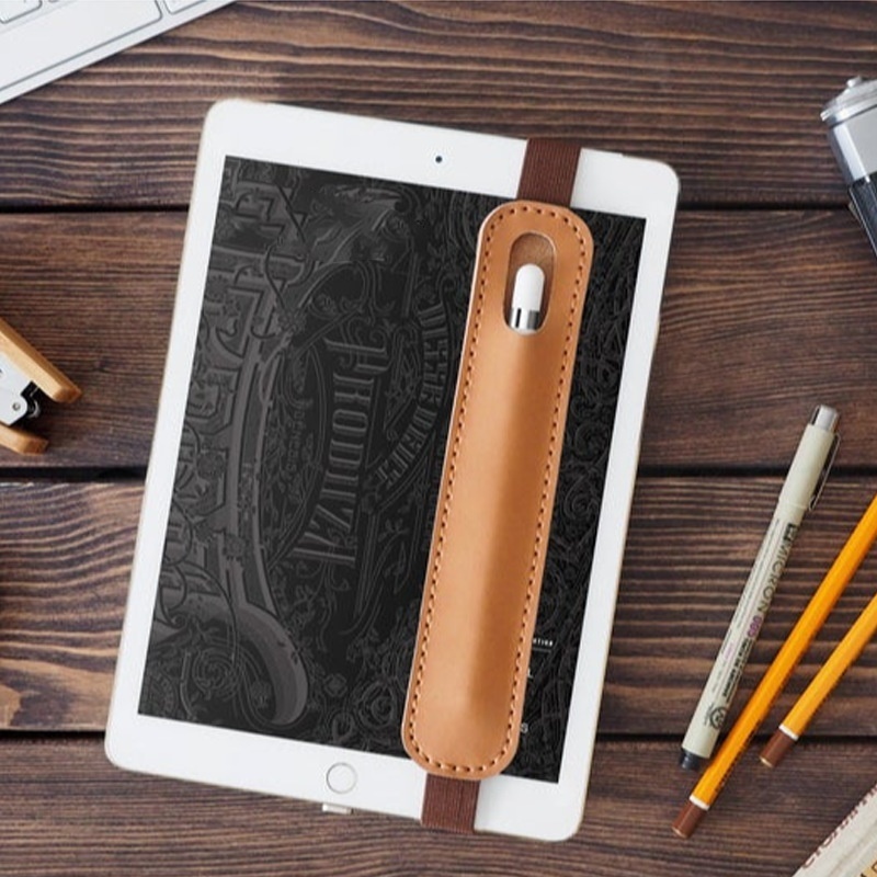 One-piece Leather Pen Case Elastic Elastic Band Leather Case Touch Screen Anti-lost Pen Bag