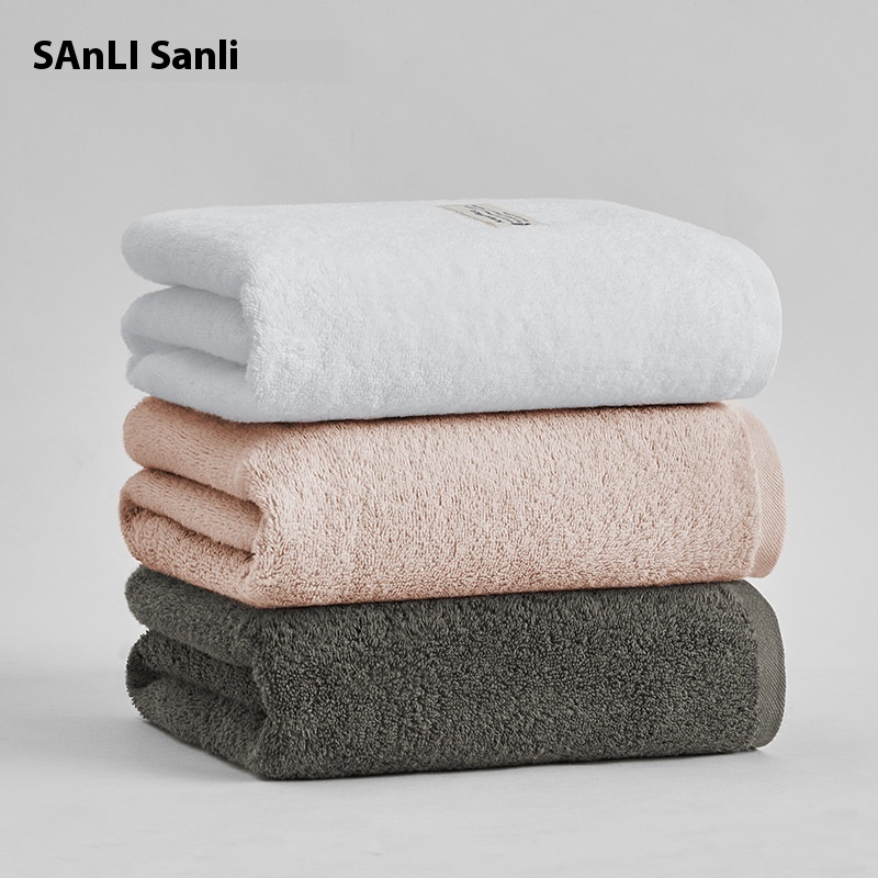 Sanli Towel Direct Solid Color Style Bath Towel Pure Cotton Absorbent Bath Towel Pure Cotton Large Combed Cotton Bath Towel