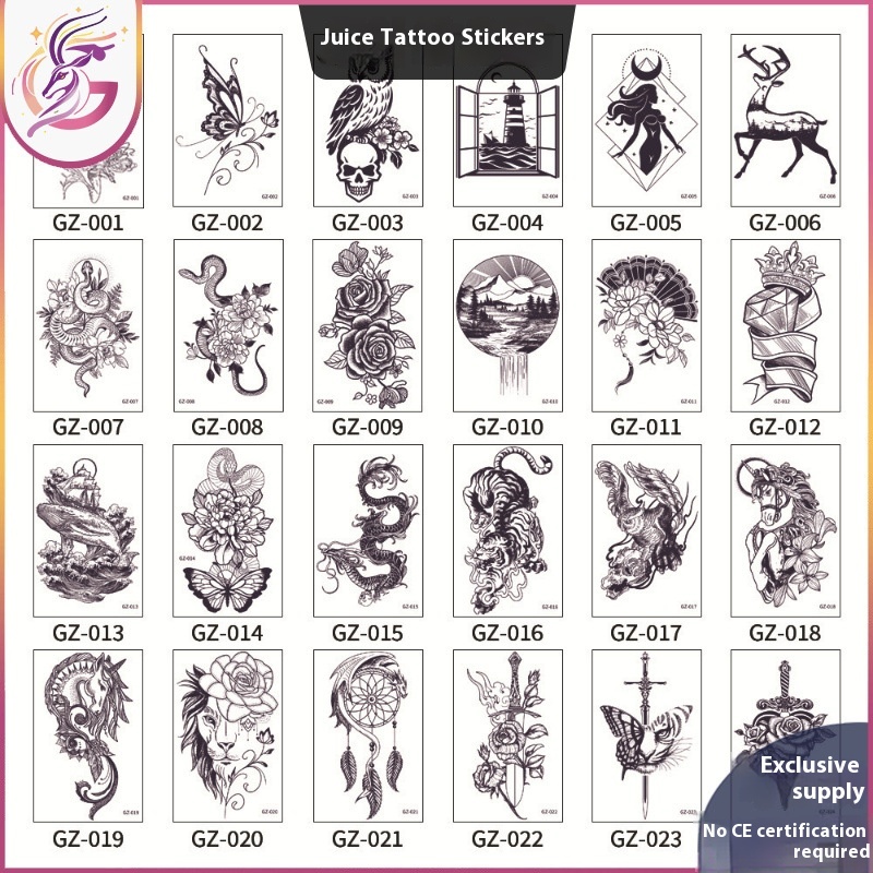 Herbal Tattoo Stickers Semi-permanent Waterproof Sweat Plant Long-lasting Large Picture Tattoo Flower Arm Non-reflective Juice Tattoo