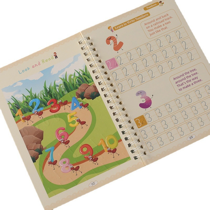 Children's Groove Pen Control Training Book English Letter Number Practice Copybook Children's Fun Painting Book
