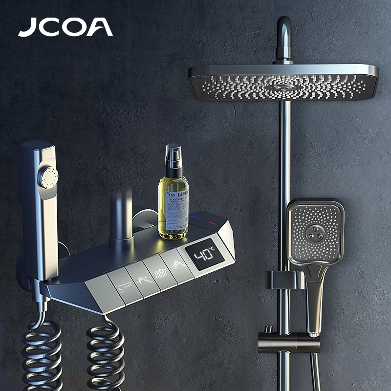 J C O A Shower Head Full Set Copper Shower Room Intelligent Constant Temperature Digital Display Supercharged Piano Keys