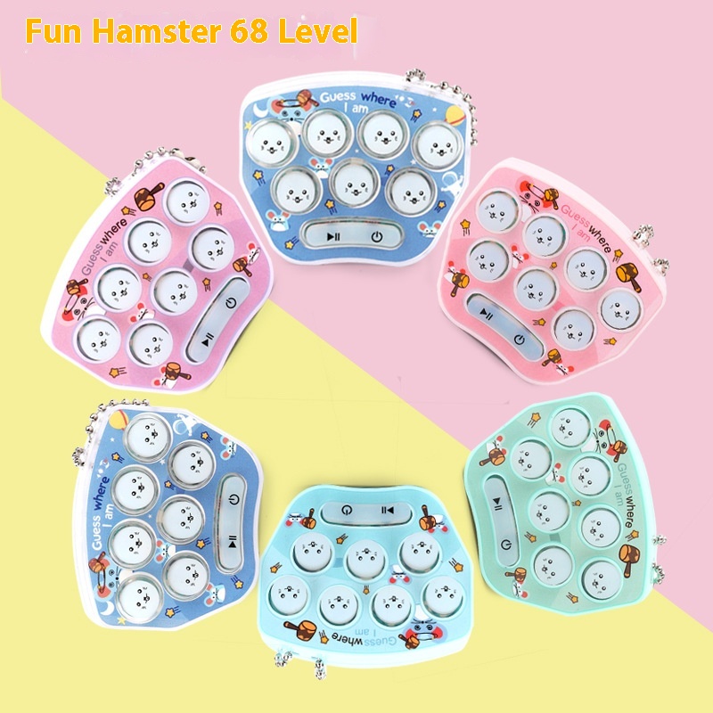 Mini Handheld Game Console Cartoon Pattern Whack-a-mole Electronic Luminous Toy Small Pendant Keychain