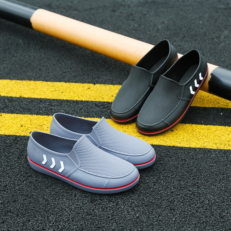 Korean Men's Shallow Mouth Rain Boots Flat Bottom Men's Fashion Water Shoes Four Seasons Outdoor Waterproof Rain Rubber Shoes